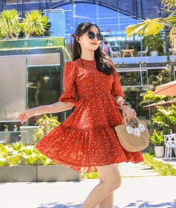 [Mẫu Mới]Đầm Nữ Hở Lưng Dáng Xòe 2 Tầng Chất Liệu Lụa Hàn Thiết Kế Tiểu Thư HARI
