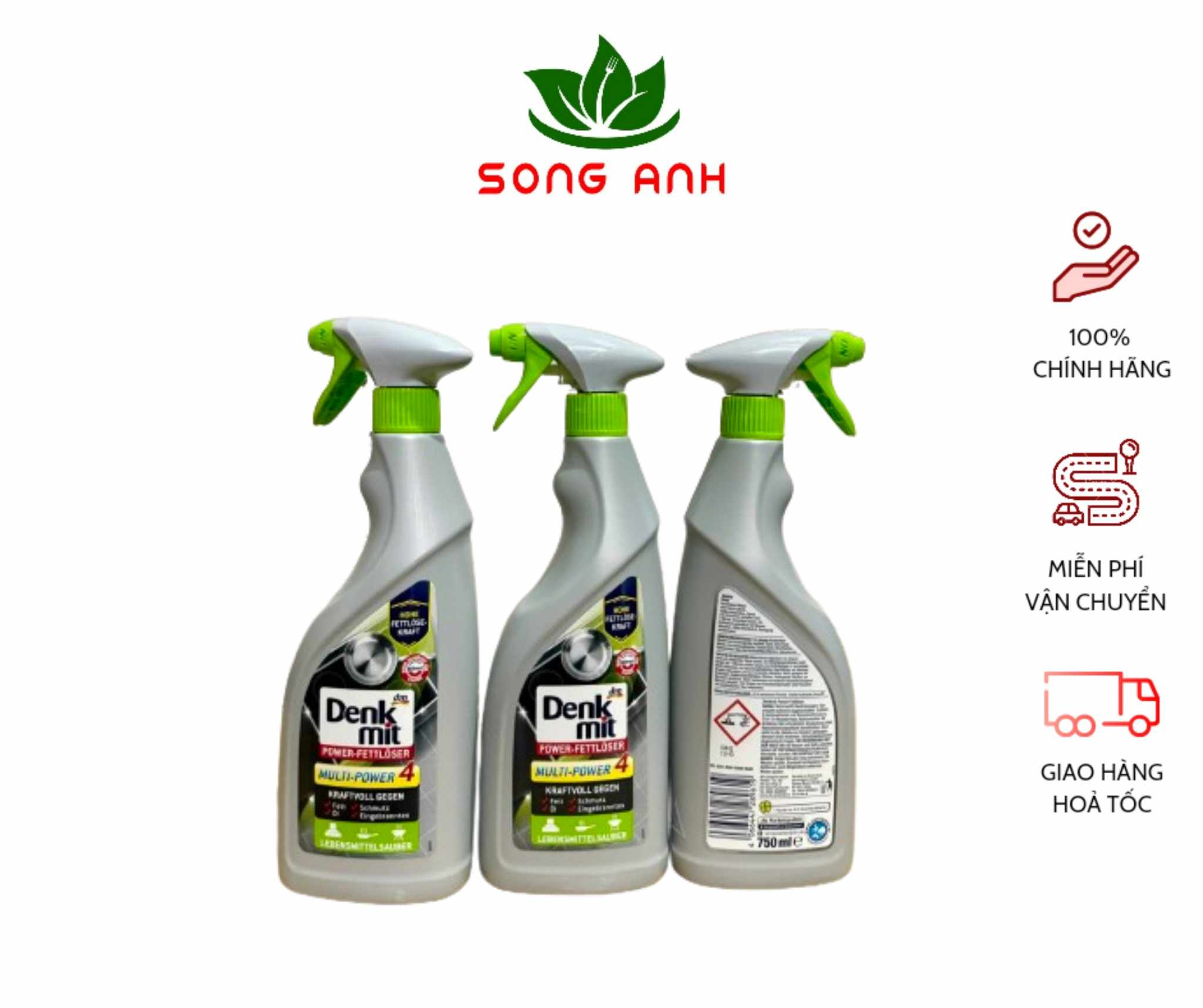 Chai xịt tẩy rửa dầu mỡ nhà bếp Denkmit Power-Fettlöser Multi-Power 4 dung tích 750ml
