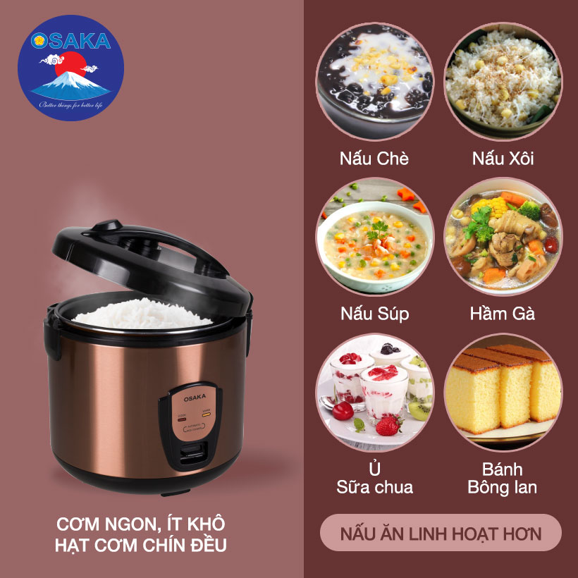 Nồi cơm điện OSAKA RC318P 1.8L (Nâu Đồng)