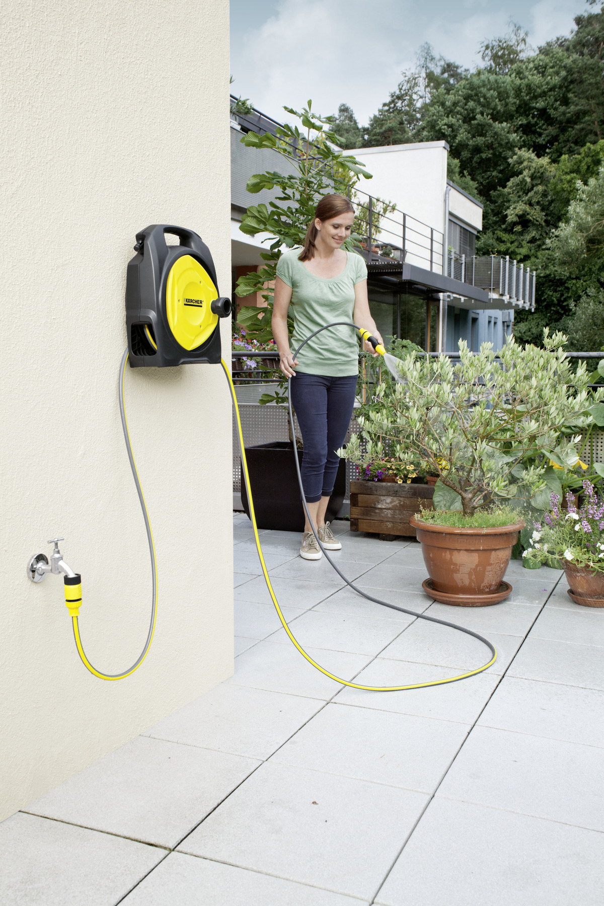 Cr 3.110 Karcher irrigation hose reel-consist of 10m 3 layer wire reel, 2 m water hose reel, irrigation hose plus, Aqua stop coupling