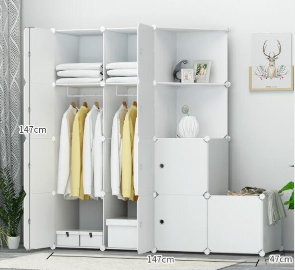Tủ nhựa ghép - tủ đựng quần áo – 12 ô lớn sâu 47cm