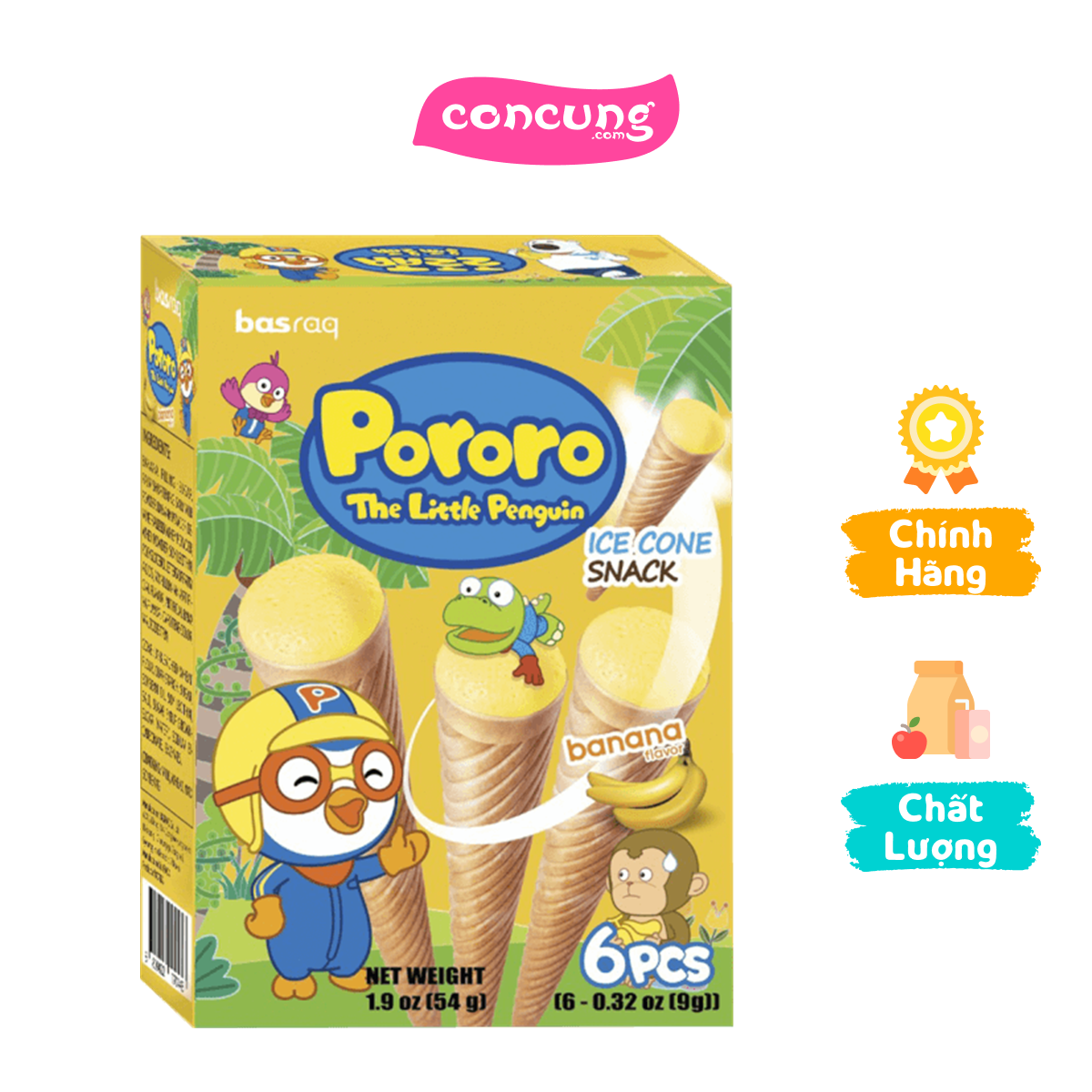 Bánh kem ốc quế Pororo vị chuối 54g