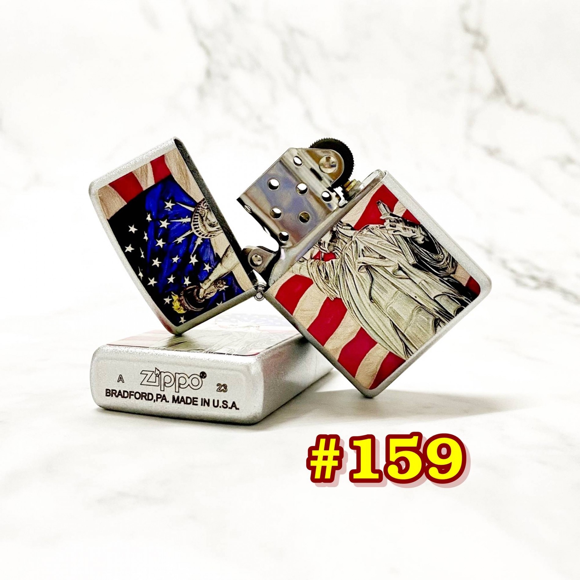 BẬT LỬA ZIPPO SƠN TĨNH ĐIỆN 2 MẶT HÌNH NỮ THẦN TỰ DO (CÓ MỘC ĐÁY) #159