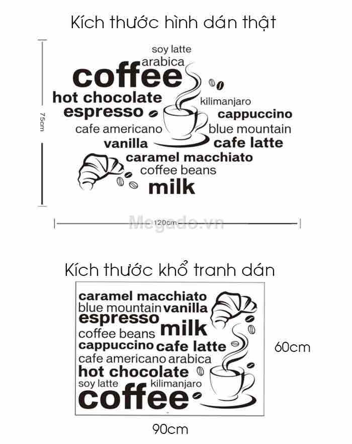 Decal tranh dán tường coffee