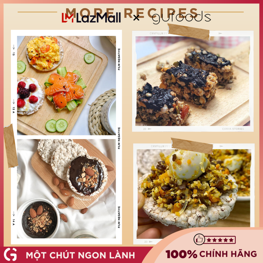 Bánh ăn kiêng, tập GYM gạo lứt vị Nguyên bản GUfoods - Không đường, Phù hợp Eat clean, Thực dưỡng