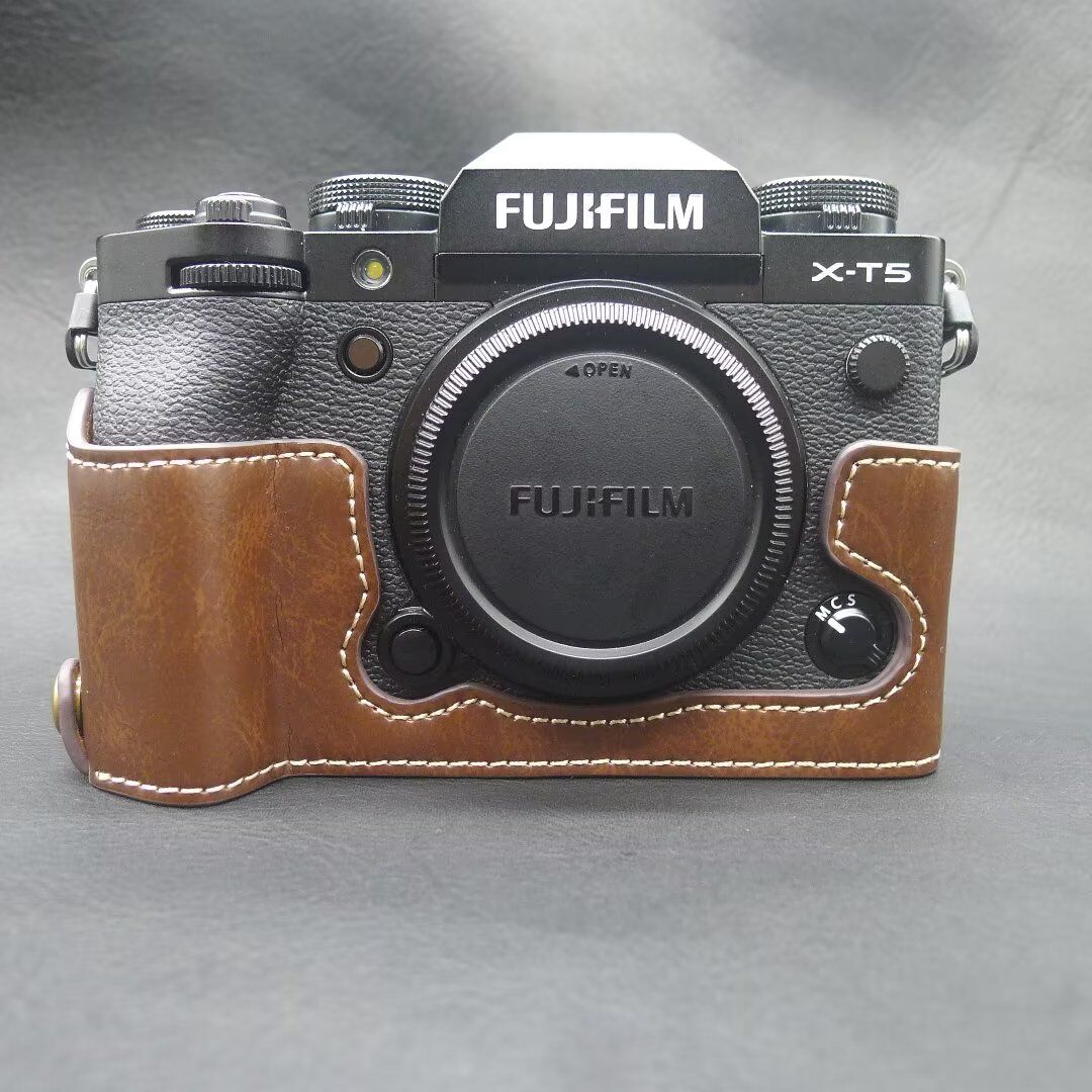 Fuji X-T5 XT5 Camera Handmade Leather Camera case Video Half Bag for XT5 x-t5 Camera Bodysuit