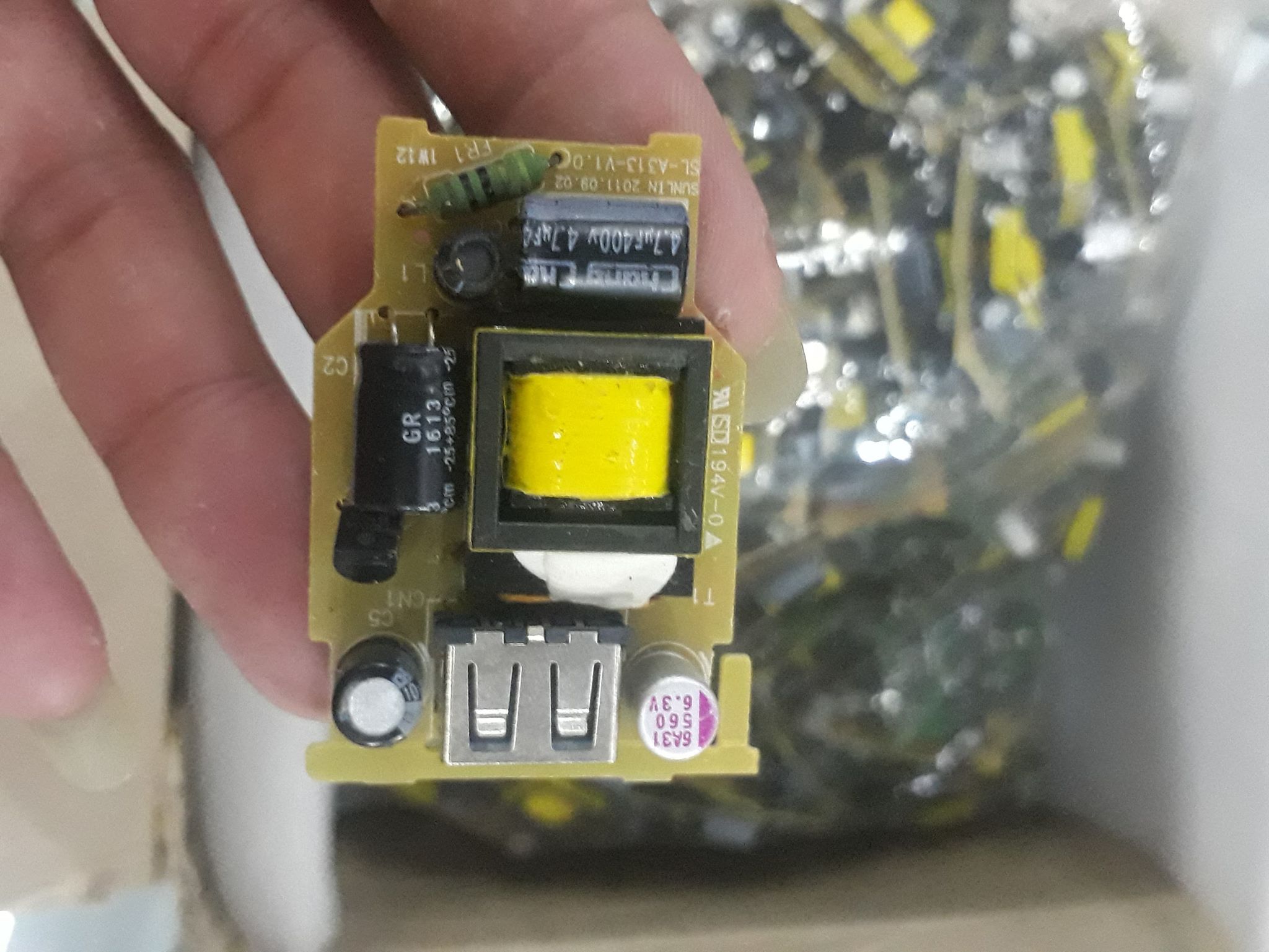Combo 10 nguồn không vỏ 5v 1,5A max có cổng đầu ra USB