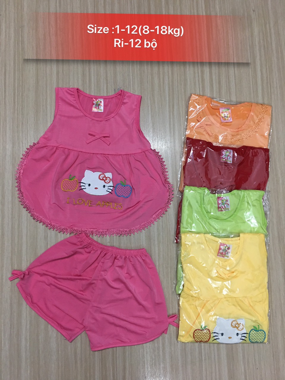 Combo 4 bộ đồ thun lạnh cho bé ,gái 5-27kg