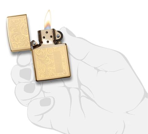 Zippo mỹ Venetian Brass (made USA) tem đỏ chính hãng (không bao gồm xăng)