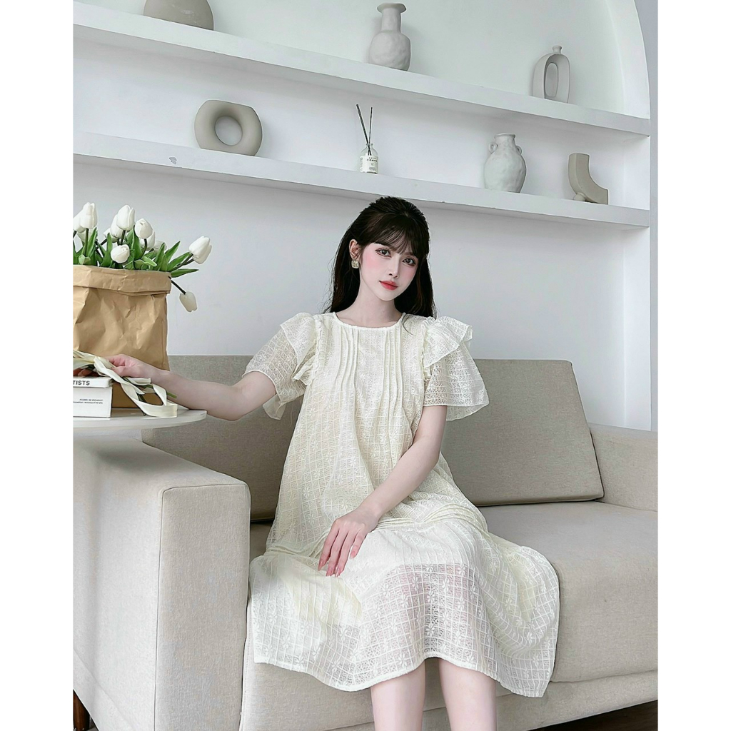váy bầu, đầm bầu dáng suông tay bèo
