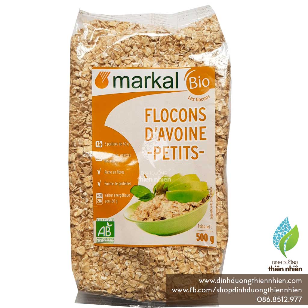 Yến mạch hữu cơ cán mỏng markal rolled oat, 500g