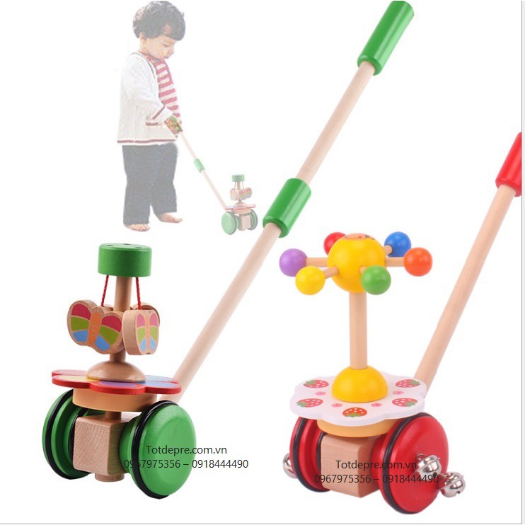 Xe đẩy lục lạc - Đồ chơi gỗ