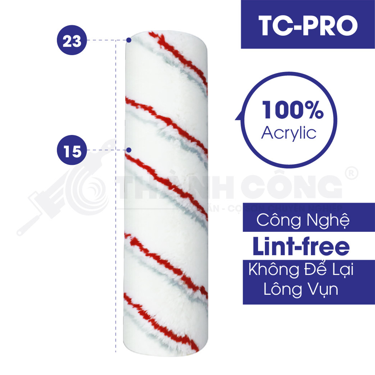 Cọ lăn sơn Thành Công TC-PRO con lăn sơn đa năng dùng cho mọi bề mặt, gồ ghề, sơn mịn, sơn bóng, sơn tường, ít hao sơn, thấm hút tốt, không rụng lông