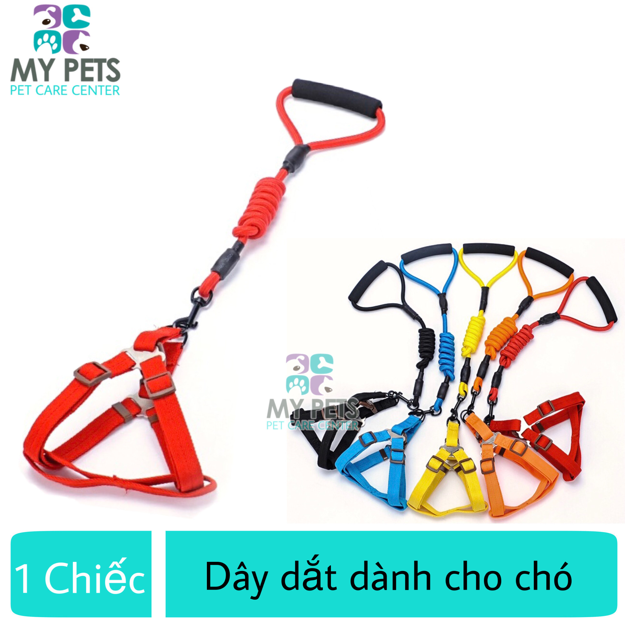 Dây dắt cao cấp dành cho chó mèo có yếu ngực và tay cầm có đệm - Dây D03