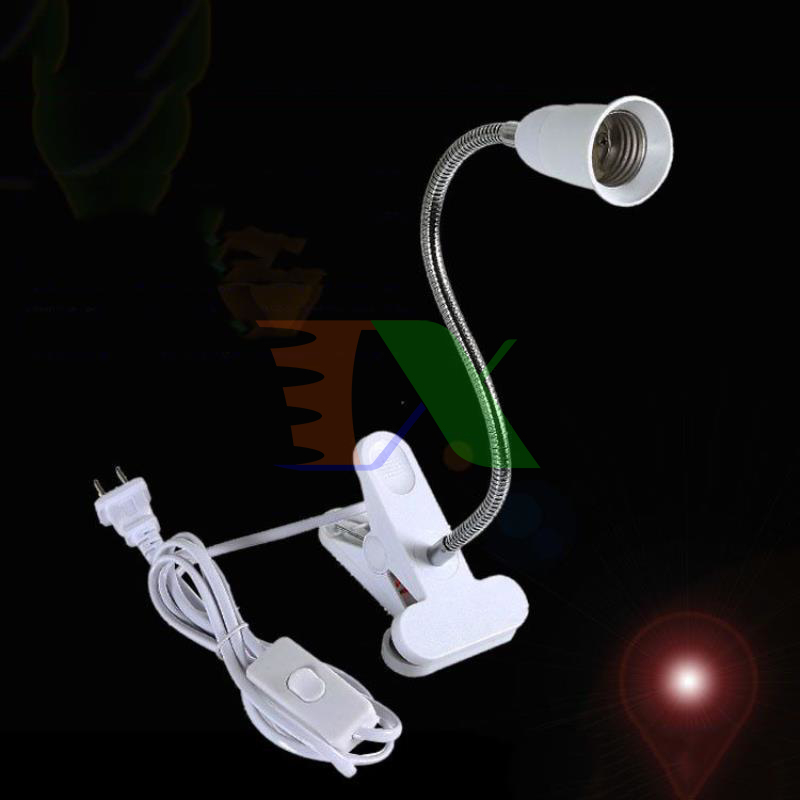 Bảng giá Chân đèn để bàn kẹp TCD-E27, Chân đèn led đui xoáy, Chân đèn bàn học sinh, Đui đèn kẹp Kèm Phích cắm Dây Công tắc