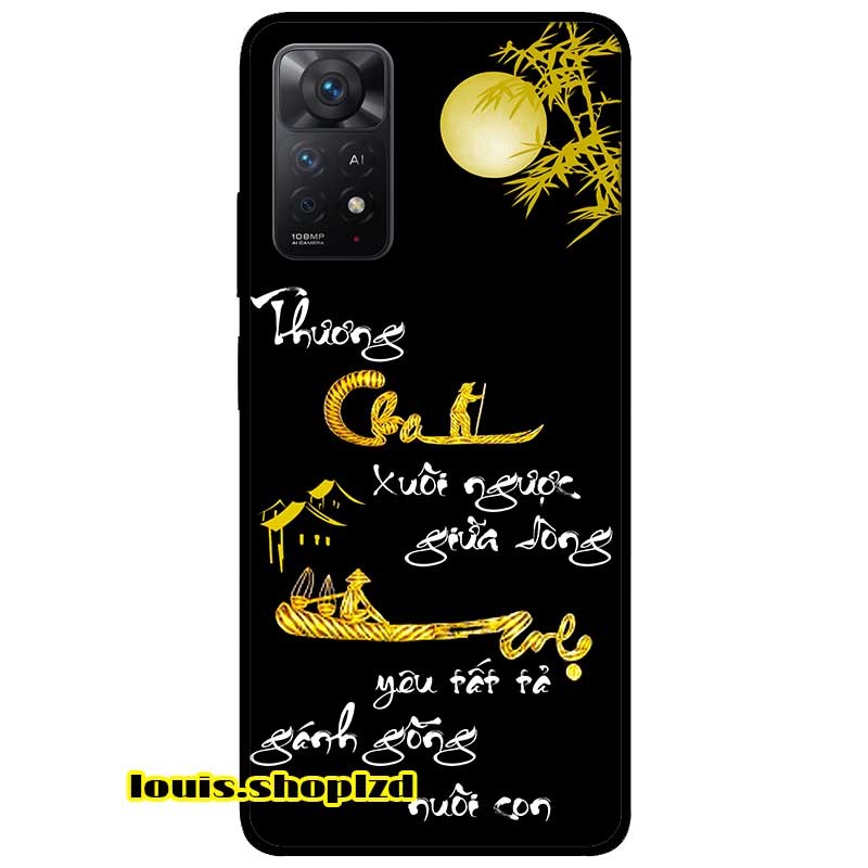 Ốp Lưng Dành Cho Xiaomi Redmi Note 11 Pro 5G mẫu Thư Pháp Cha Mẹ Vàng