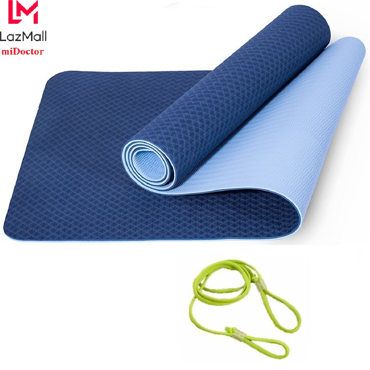 Thảm Yoga 2 Lớp, Thảm Tập Yoga TPE miDoctor + Dây Buộc Thảm Tập Yoga  - Sản Phẩm Chính Hãng