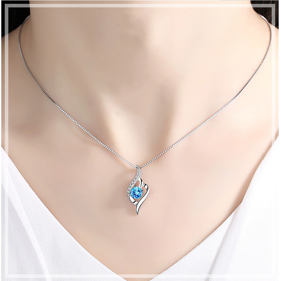 Dây chuyền bạc 925 đính đá ruby xanh ngọc lấp lánh (MDC.X015)