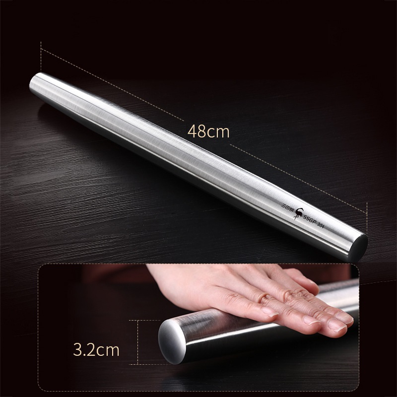 Cây cán bột kháng khuẩn inox 304 dài 48cm SSGP