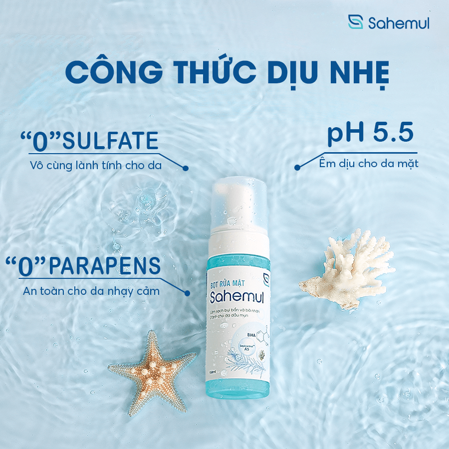 Kem ngừa mụn Sahemul - Bọt rửa mặt Sahemul 150ml [sahemun, sahemud, decumar]