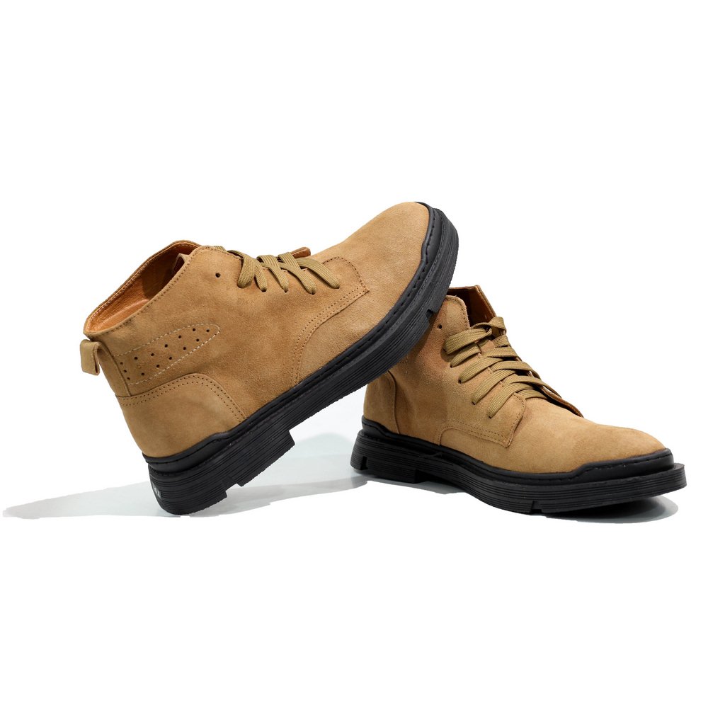 Giày boots da lộn INICHI G1125 cổ lửng có may đế
