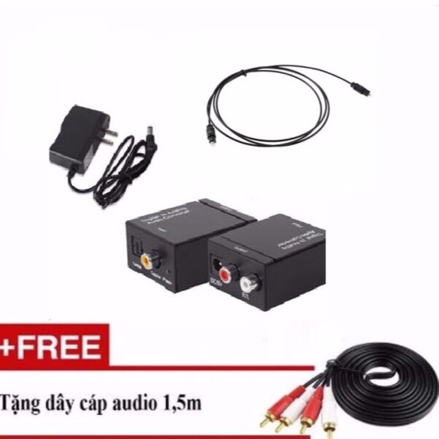 Bộ chuyển âm thanh TV 4K quang optical sang audio AV ra amply + Cáp optical + Dây AV 4 Đầu bông sen