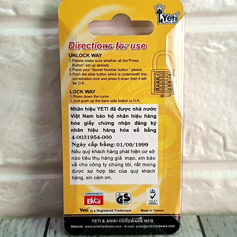 Ổ Khóa 5 Số cố định Yeti ( made in ITALIA )