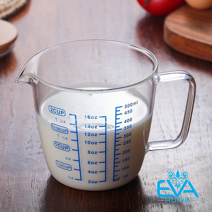 Ly thuỷ tinh chia vạch đo lường chia ml đo lường 500 ml