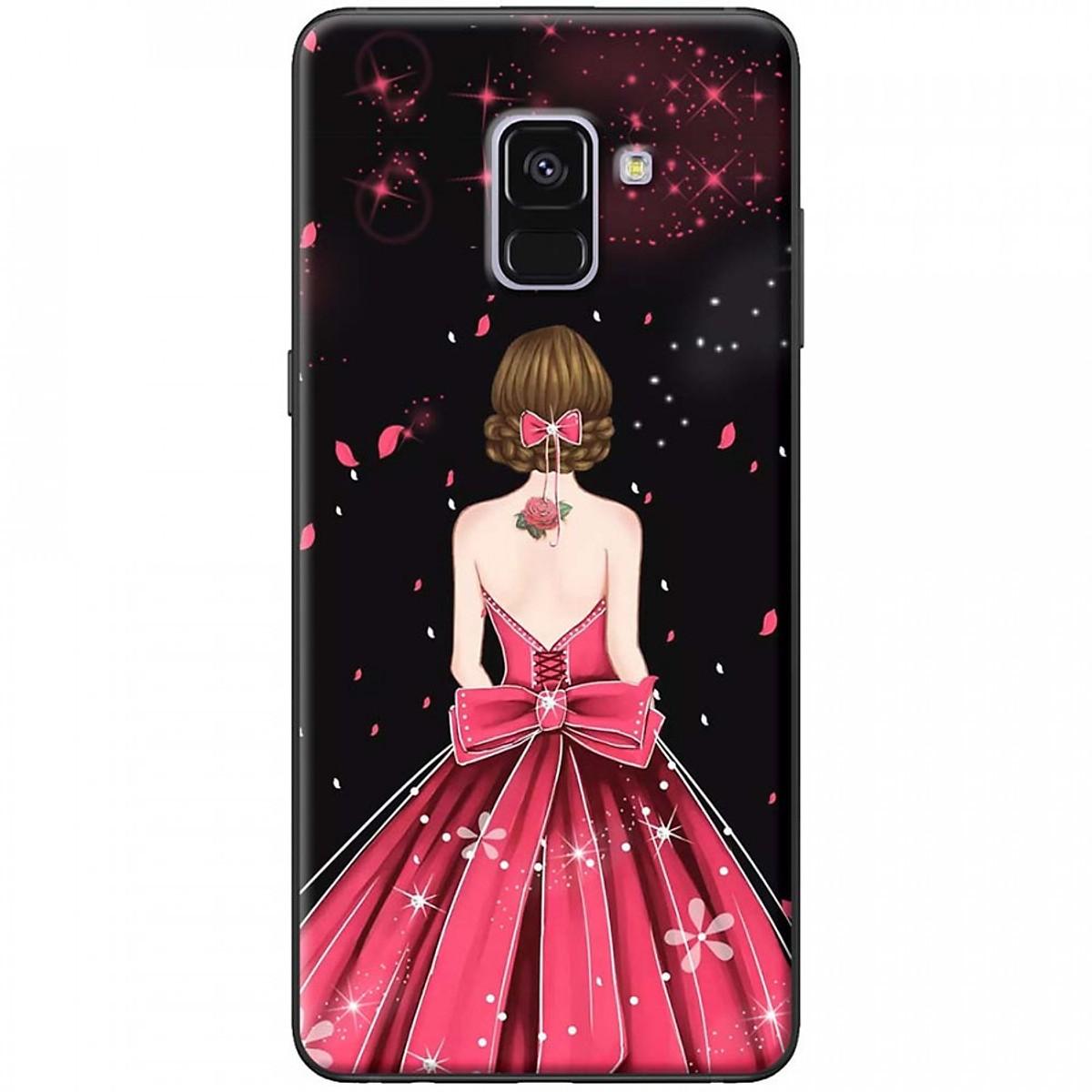 Ốp lưng dành cho Samsung A8 2018 mẫu Cô gái váy hồng