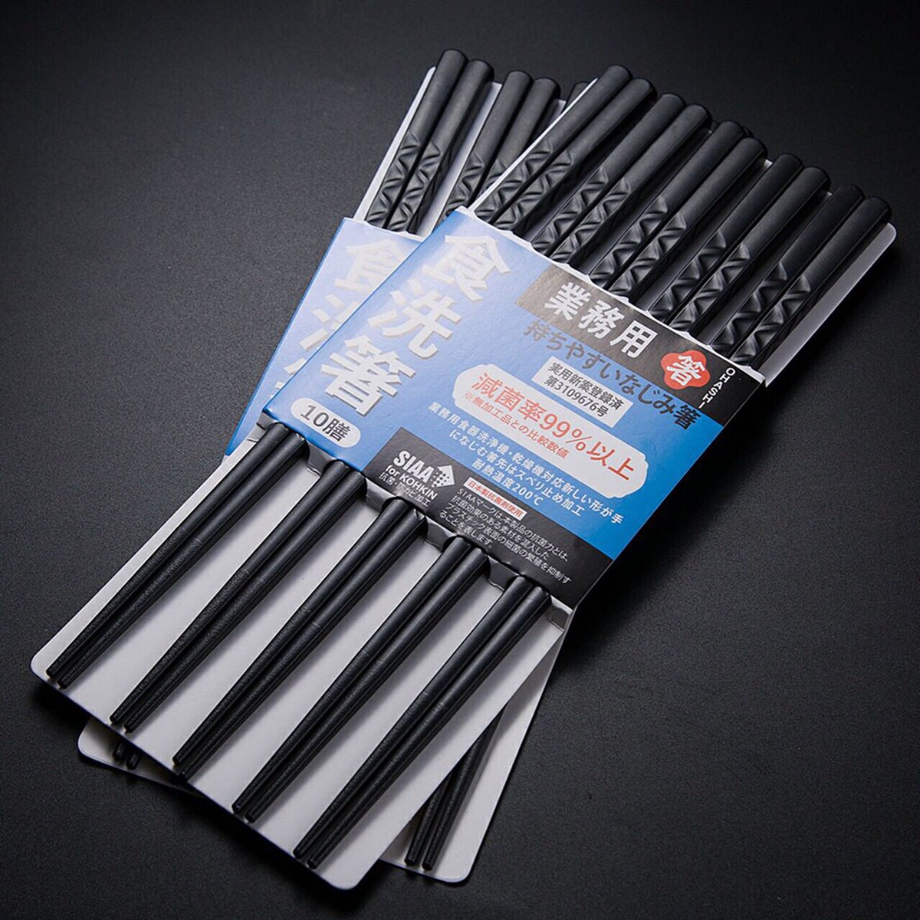 Bộ 10 Đôi Đũa Ohashi - Nhật Bản - Chống Mốc, Chống Trơn, Chịu Nhiệt Tới 200 Độ
