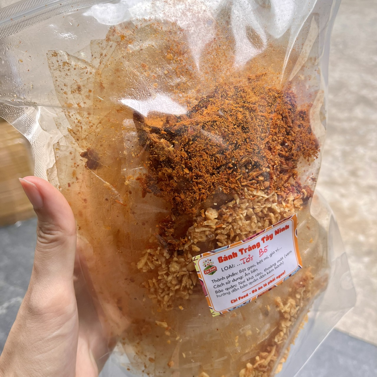 Combo 2 bịch bánh tráng trộn tỏi bò vụn ăn vặt