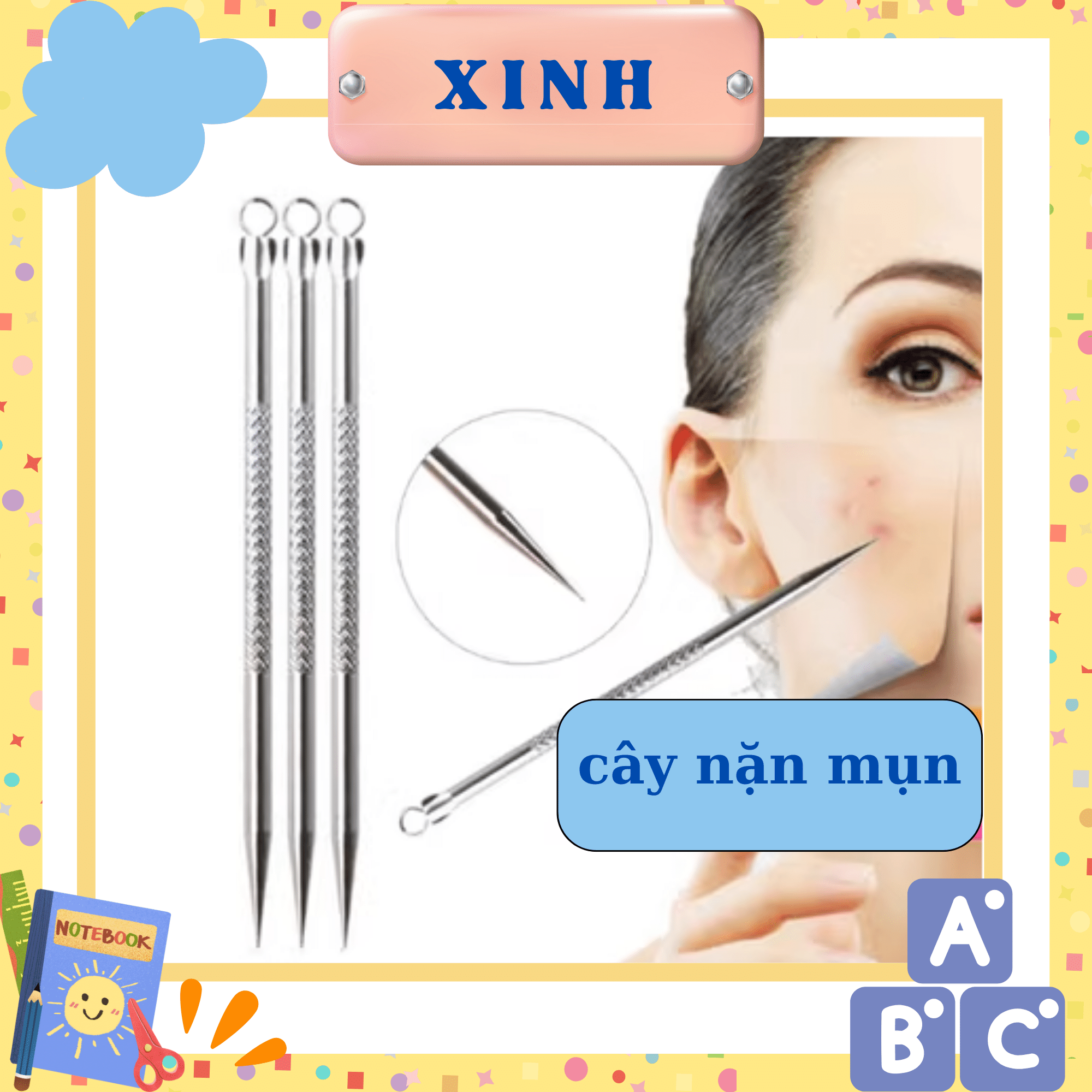 Cây nặn mụn, kim lấy mụn 12cm 2 đầu
