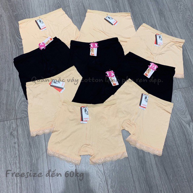 Quần mặc váy cotton lạnh pha ren xịn