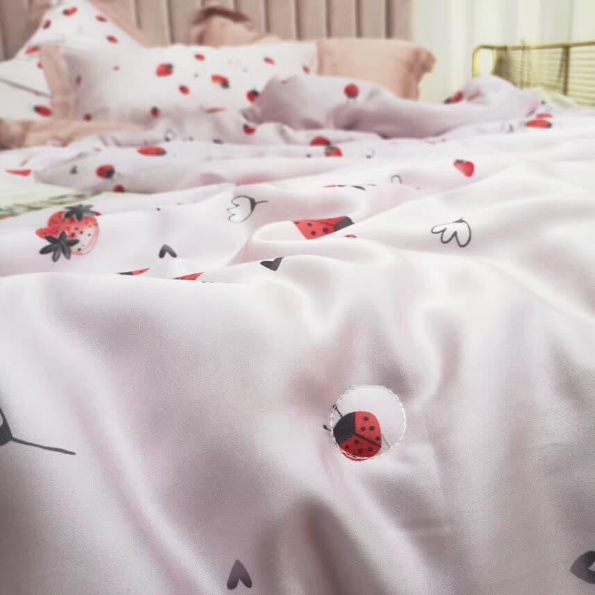 Bộ chăn ga gối lụa tencel tơ tằm thiên nhiên (MS03)