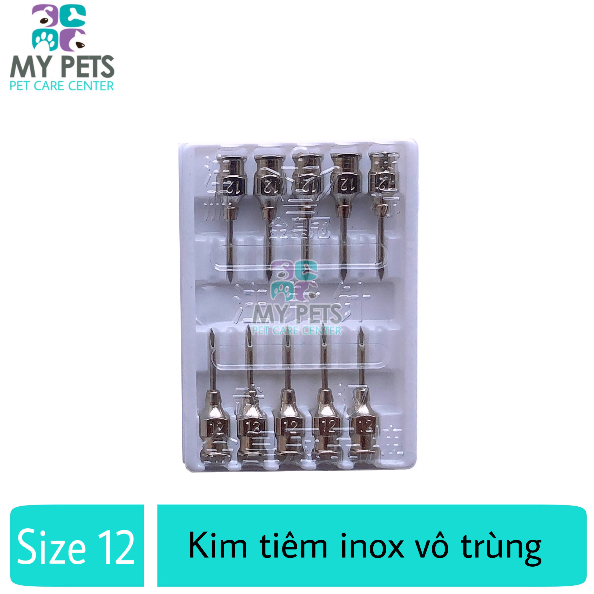 Kim tiêm inox vô trùng dùng trong thú y (Size 12) - 1 vỉ X 10 kim