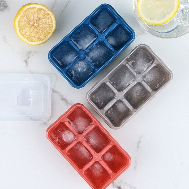 Combo of 4 6-Cell Silicone Ice Trays with Lids