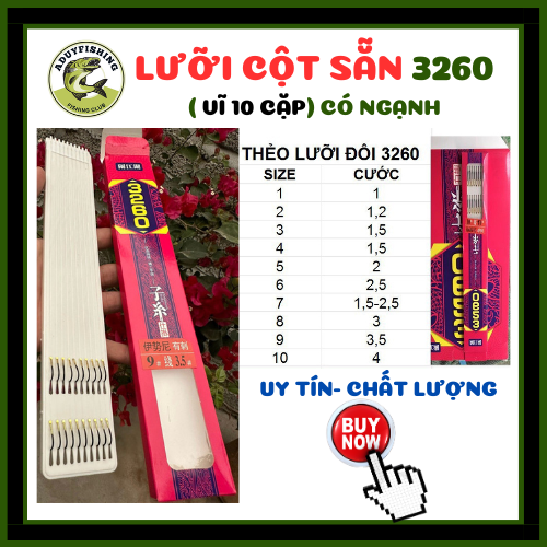 Lưỡi đôi 3260 - thẻo đôi buộc sẵn 3260 có ngạnh giá rẻ