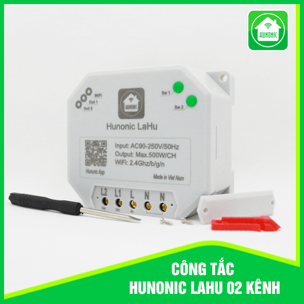 Công tắc Hunonic Lahu 2 kênh (500W/1 kênh)