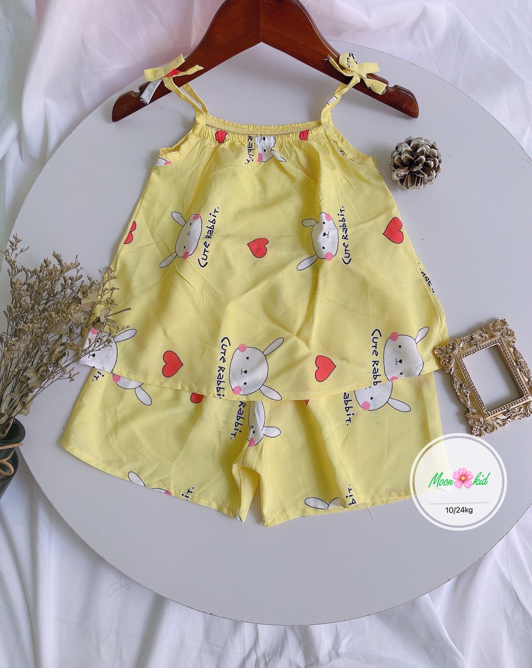 Bộ lanh mát mẻ 2 dây 4 màu cho bé gái