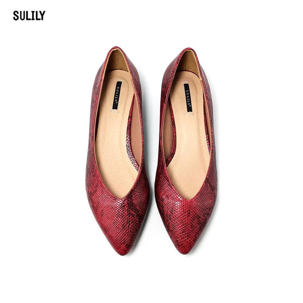 Giày Bít Công Sở Gót Vuông 2cm Sulily màu đỏ