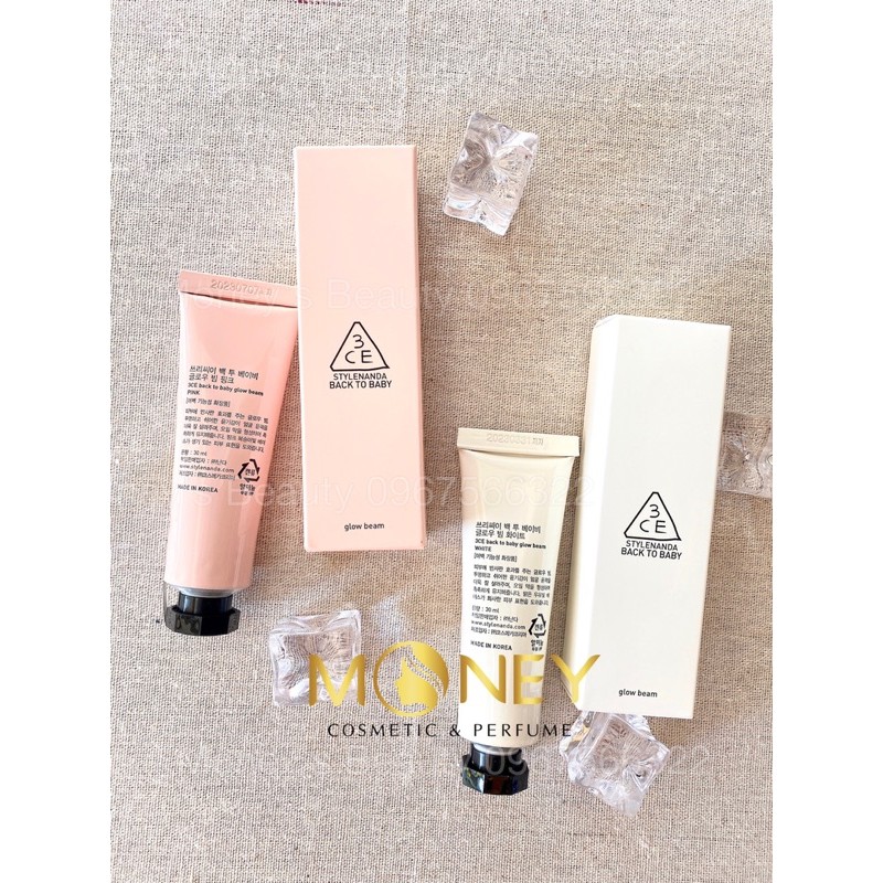Kem Lót 3CE Back To Baby Glow Beam 30ml
