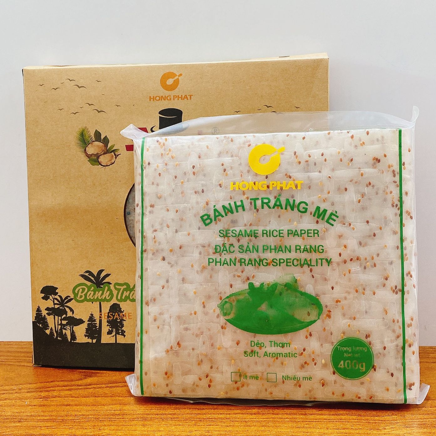 Combo bánh tráng mè nước cốt dừa shammi 500g + bánh tráng mè cuốn hồng phát 400g