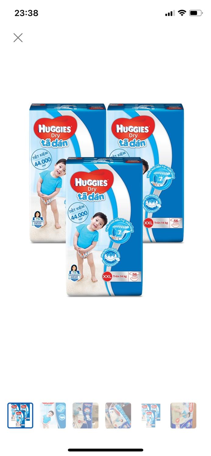 Tã bỉm dán Huggies XL62 ( đệm mây co giãn)