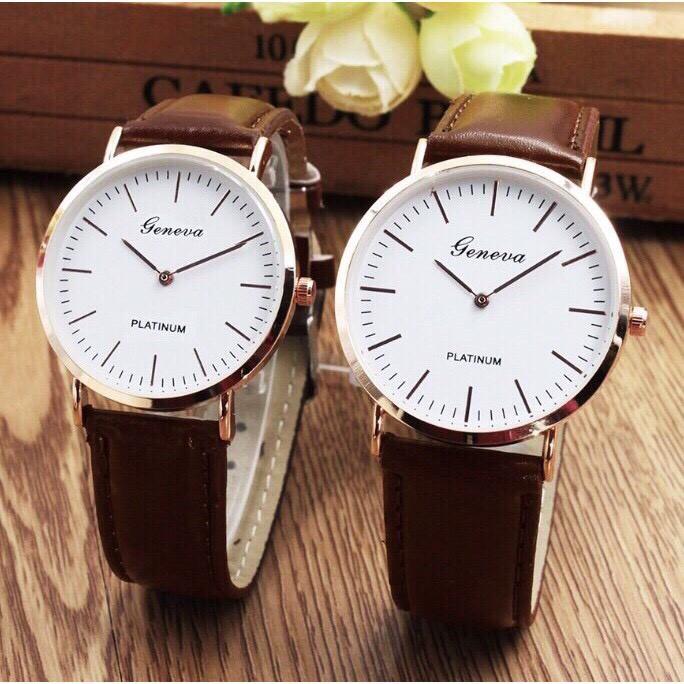 Đồng hồ cặp thời trang nam nữ geneva phong cách lịch lãm GE77
