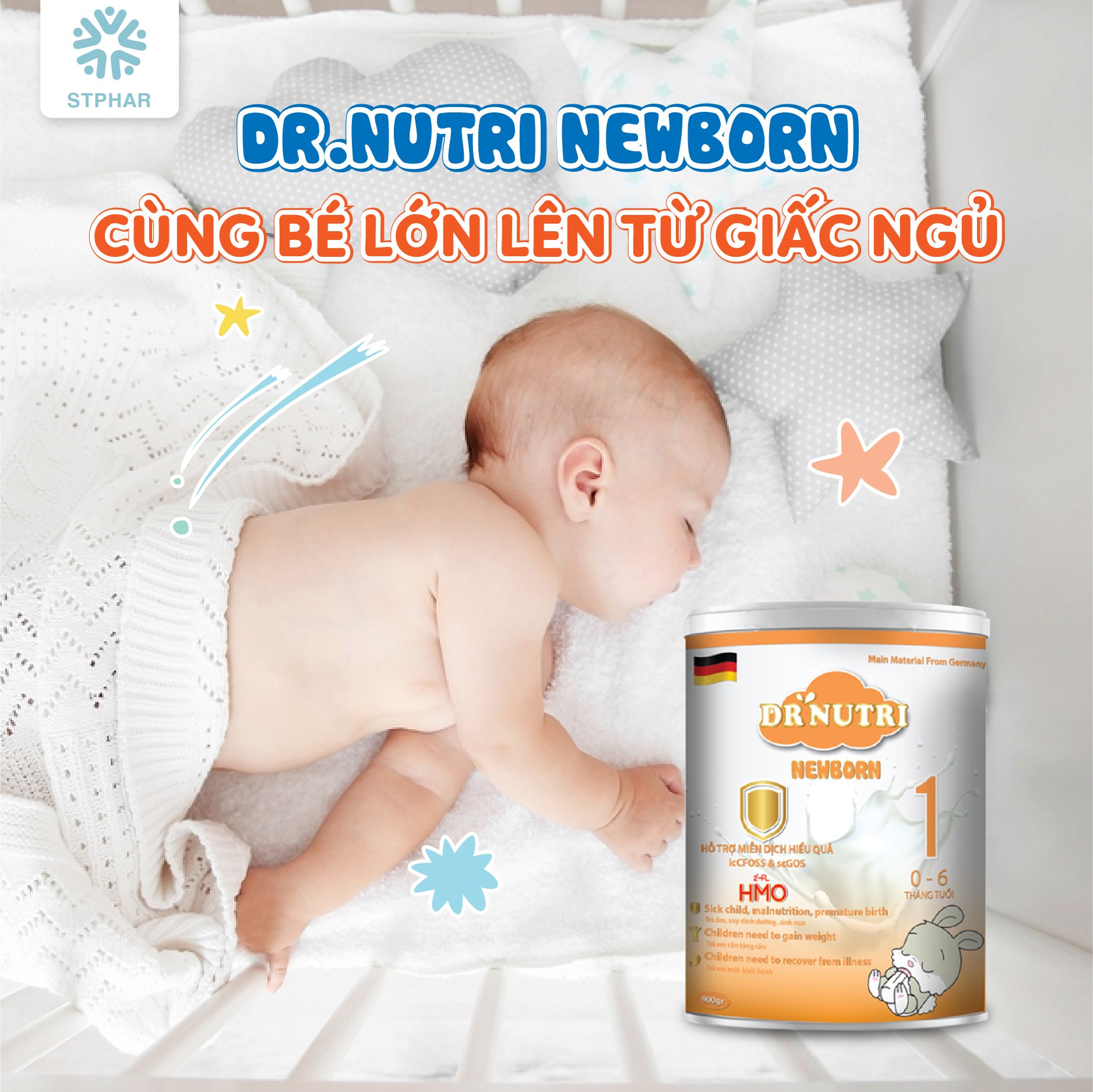 Sữa bột dinh dưỡng sơ sinh Dr Nutri Newborn 900g (0 – 6 tháng)