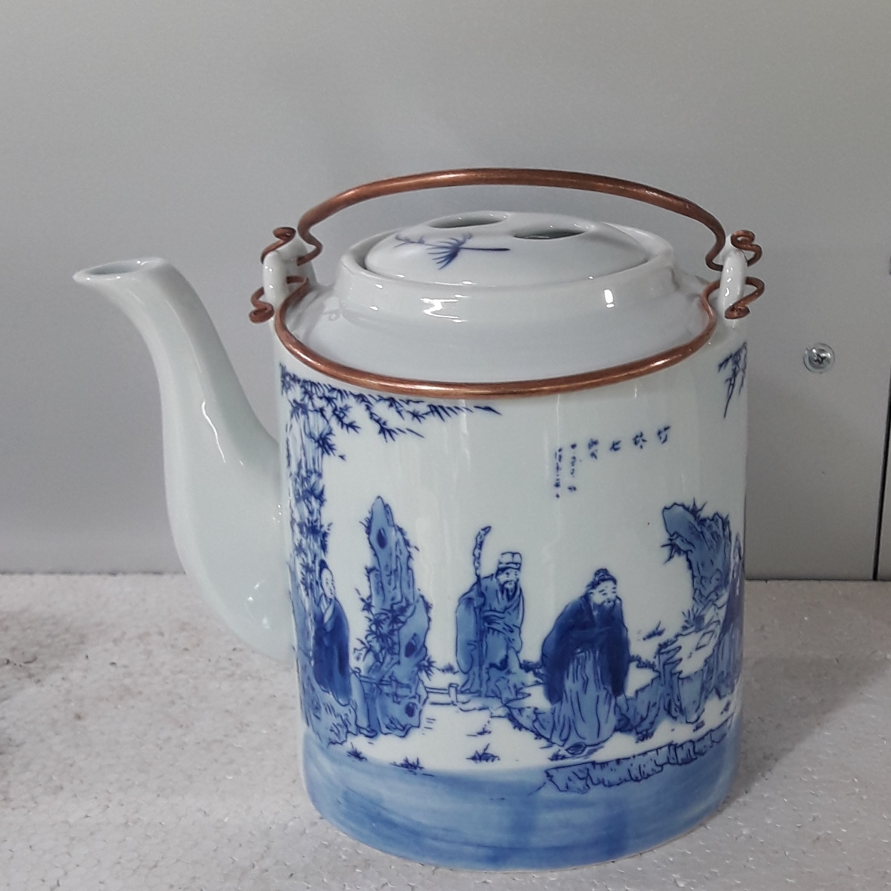BỘ ẤM TÍCH MEN LAM CỔ BÁT TRÀNG 1 LÍT