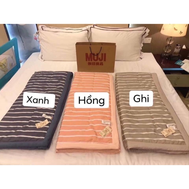 [MUJI mẫu mới] Chăn MUJI kẻ sọc to mẫu mới