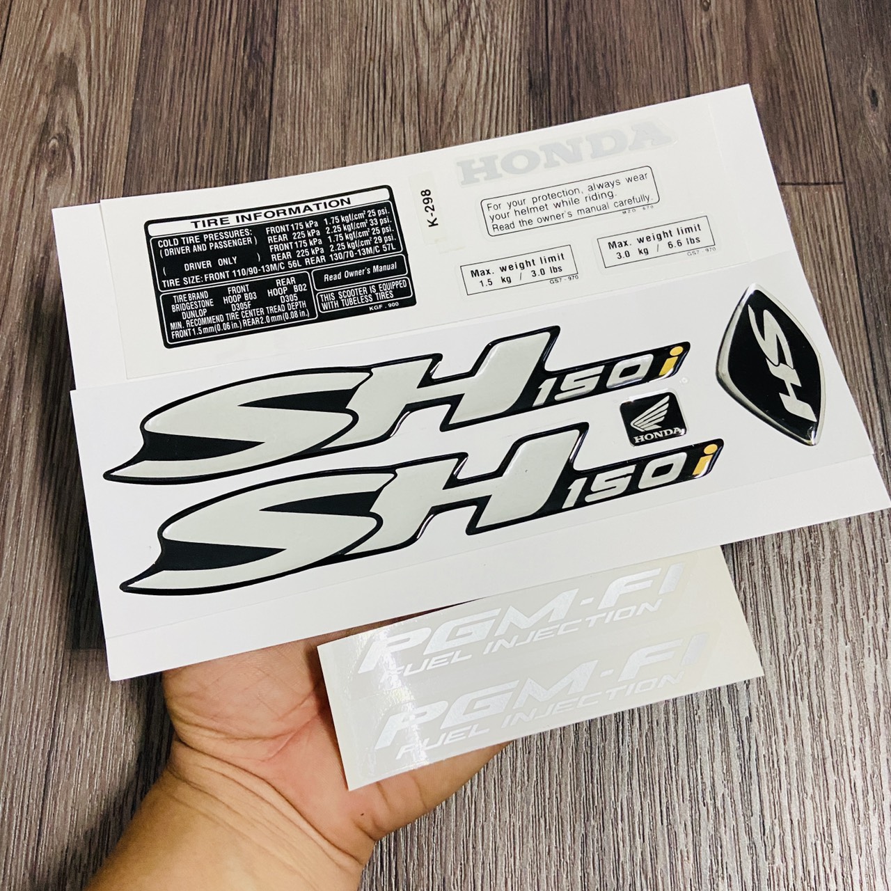 [HCM]Tem dán xe SH 150i ZIN (chữ+tem thông số xe)(MÀU BẠC)