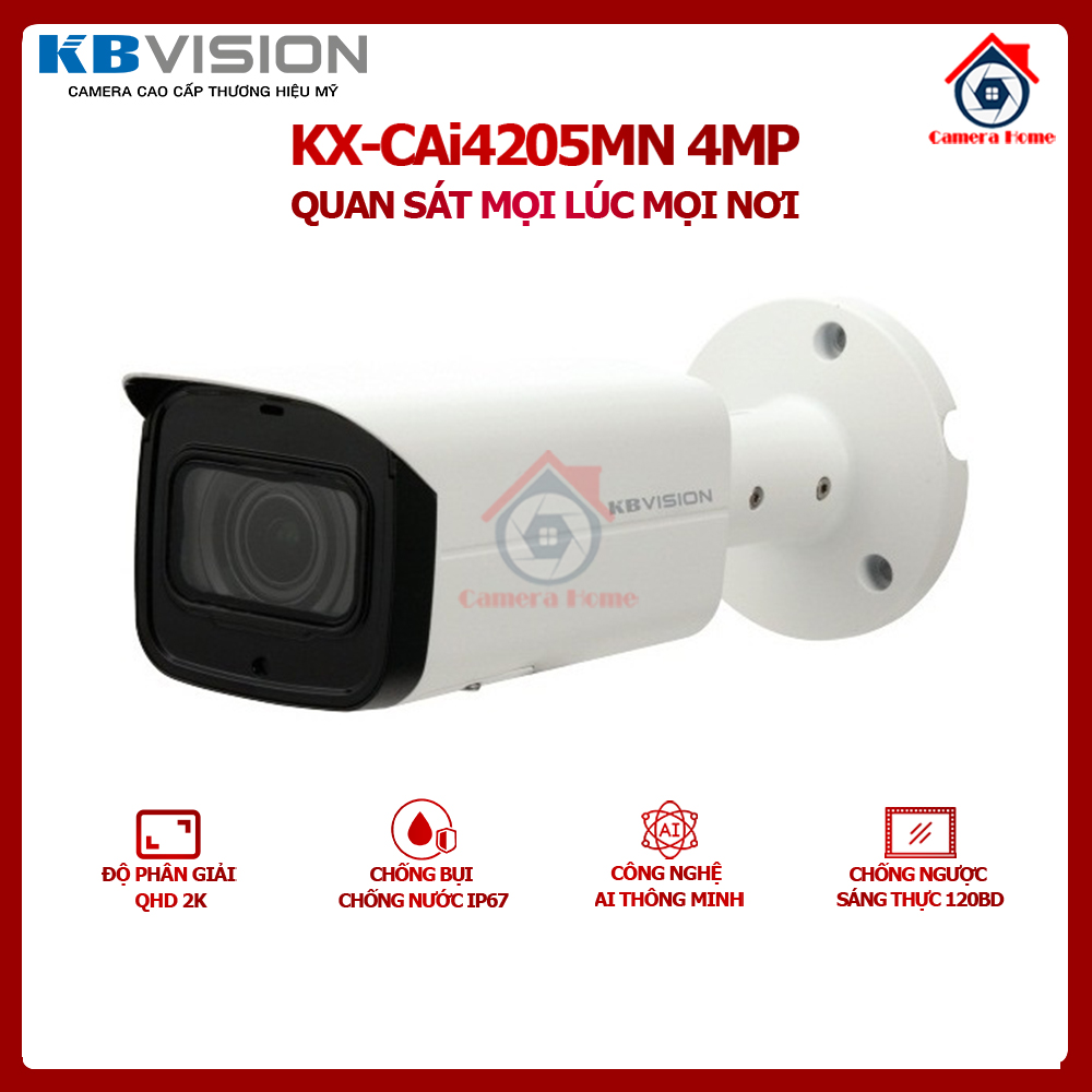 Camera ip ai kbvision kx-cai4205mn 4mp - tầm xa hồng ngoại lên đến 60m - chuẩn chống bụi và nước ip67 - camera home