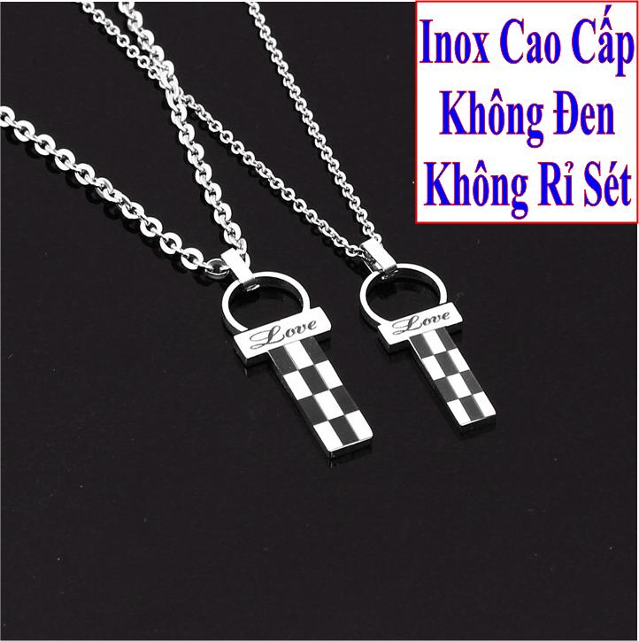 Necklaces couple stainless steel đẹp that cheap table flag checkerboard carved letters love price sale as above is 1 pair as picture-commitment 1 Đổi 1 if Hoen, rust